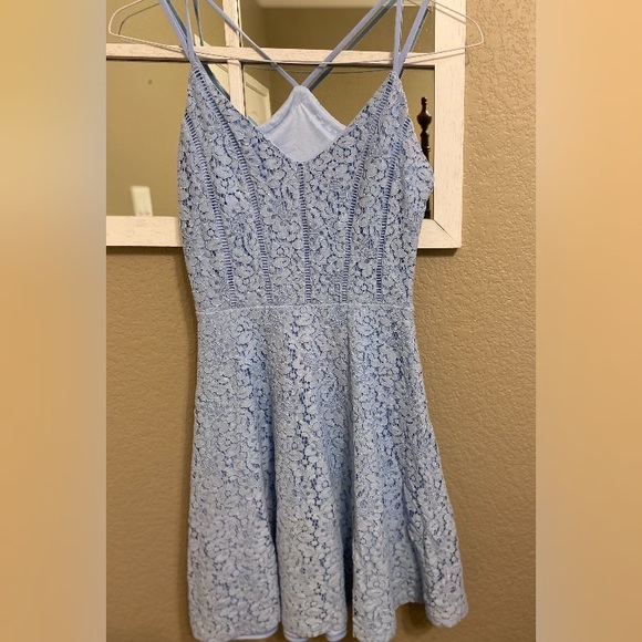 Aqua Blue Lace Skater Dress. Size Small. - Picture 4 of 14